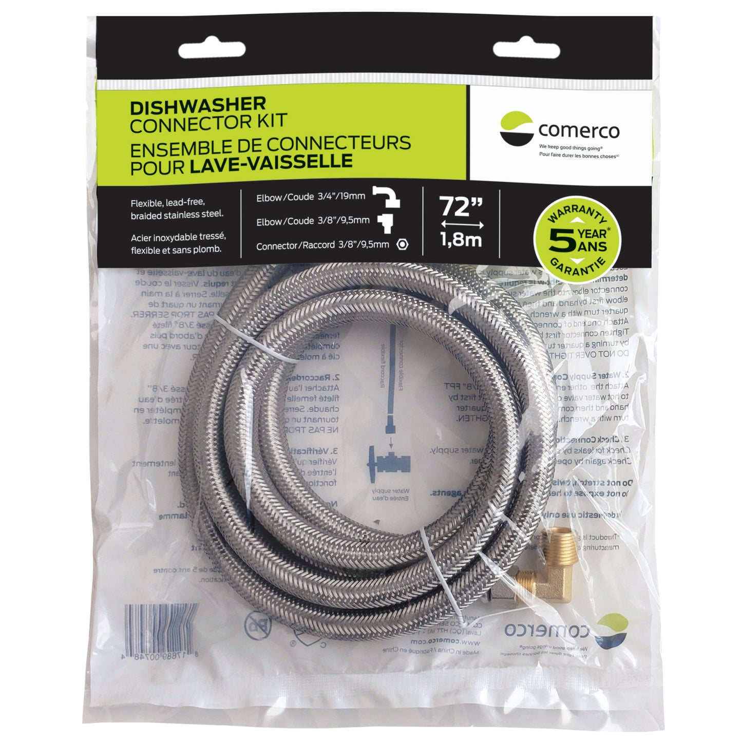 Flexible Dishwaswer Connector Kit -                                                                                72’’  /   1.8 m
