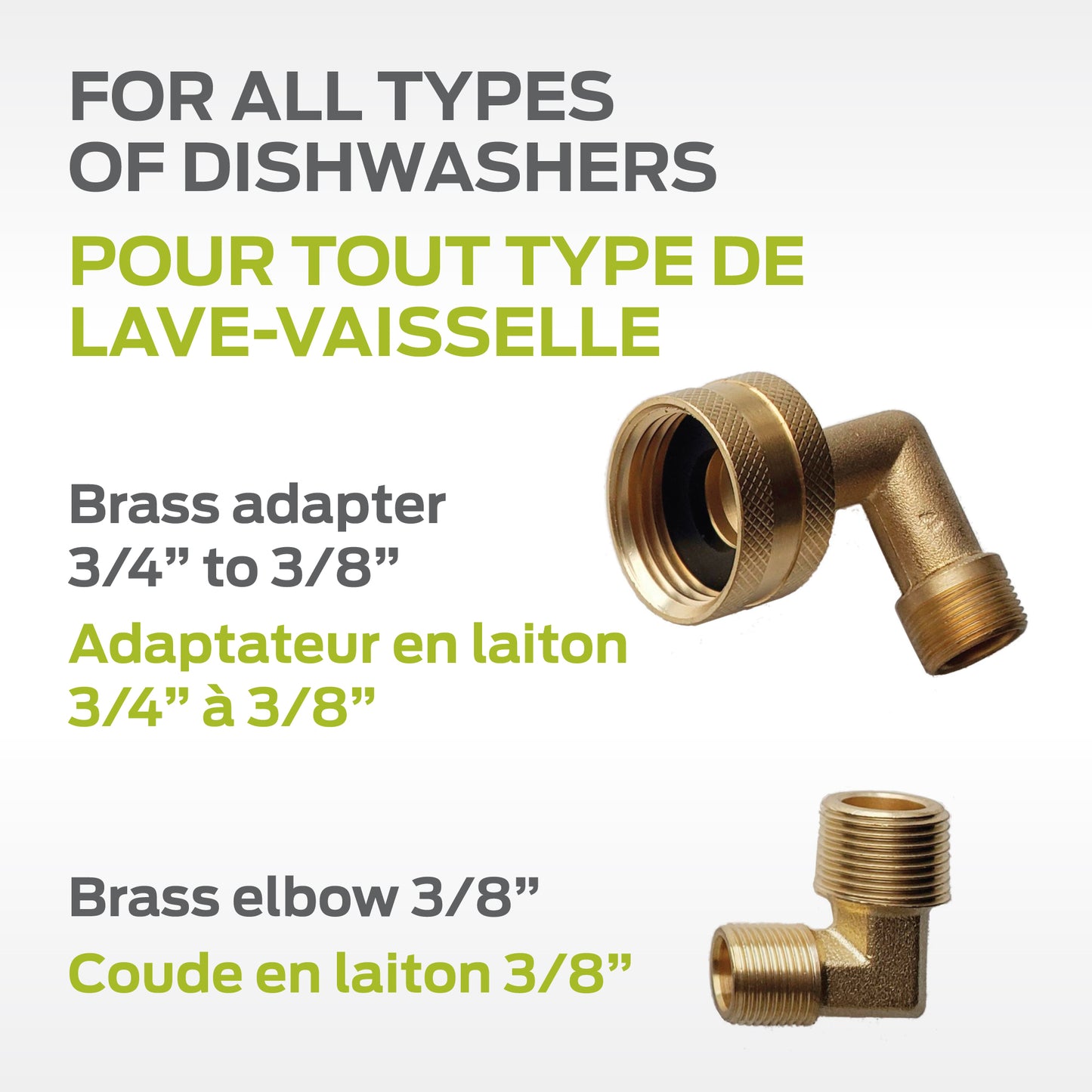 Ensemble de connecteurs pour lave-vaisselle -                                                       72’’ / 1,8 m