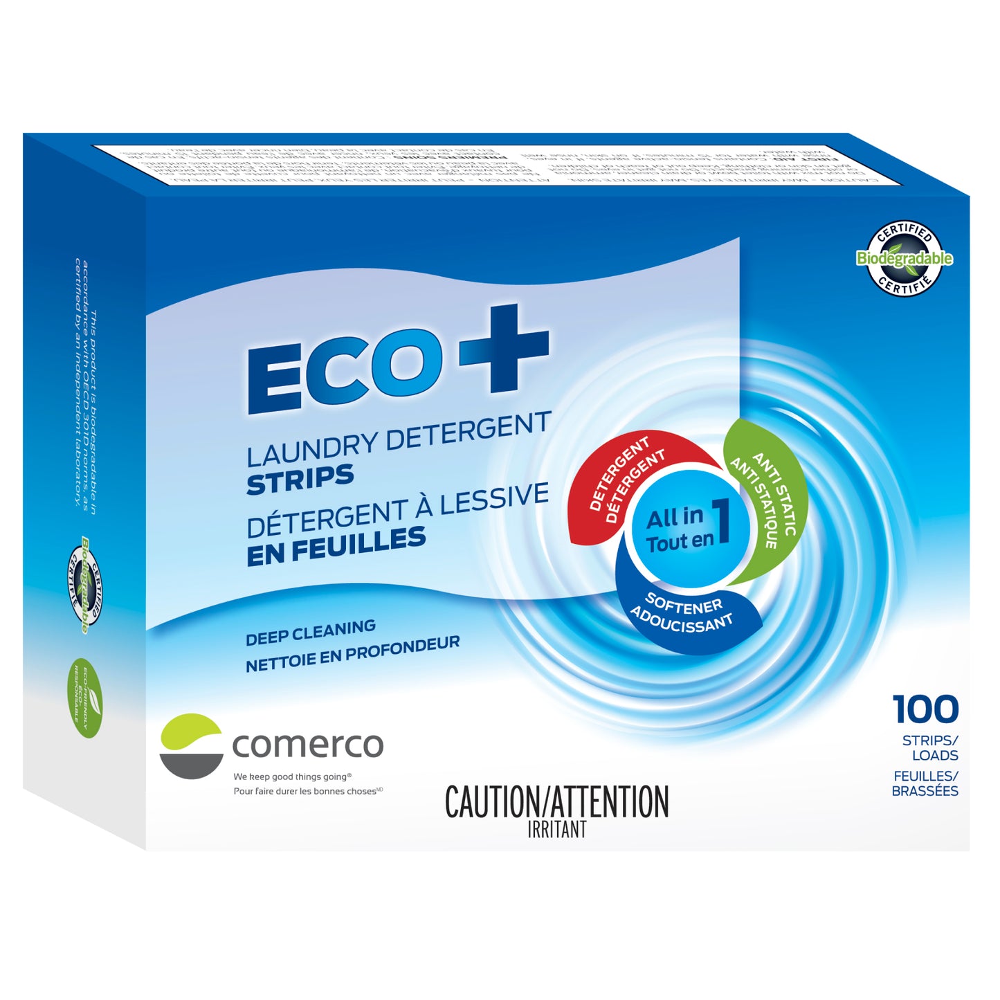 ECO+ Détergent à lessive en feuilles - 100 feuilles / brassées