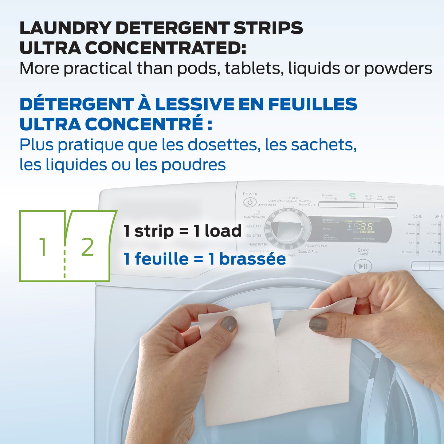 ECO+ Détergent à lessive en feuilles - 100 feuilles / brassées