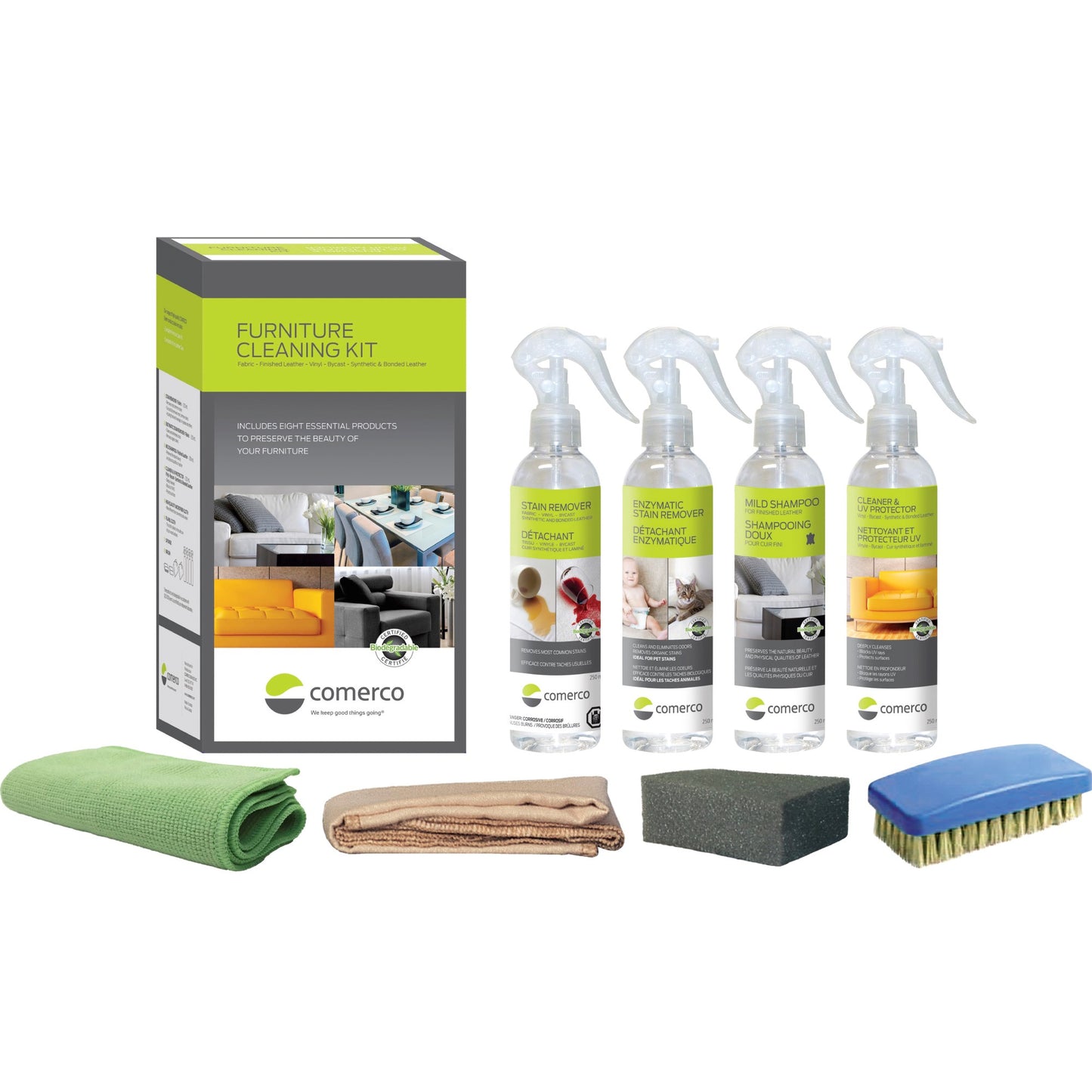 Furniture Cleaning Kit - Fabric, Leather, Vinyl, and More - 4 x 250 mL 