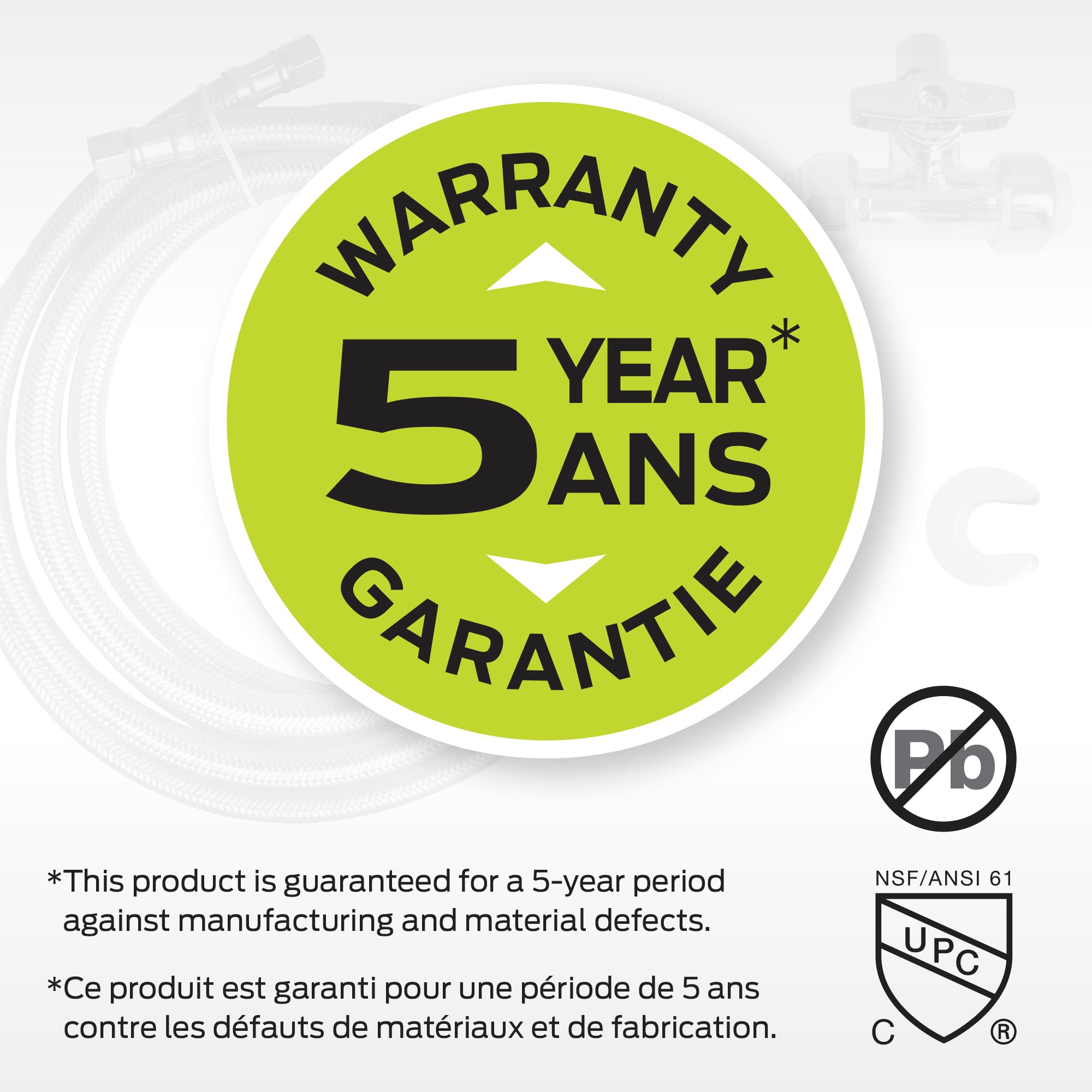 10' / 3 m Ice Maker Connection Kit - Braided Stainless Steel, Lead Free