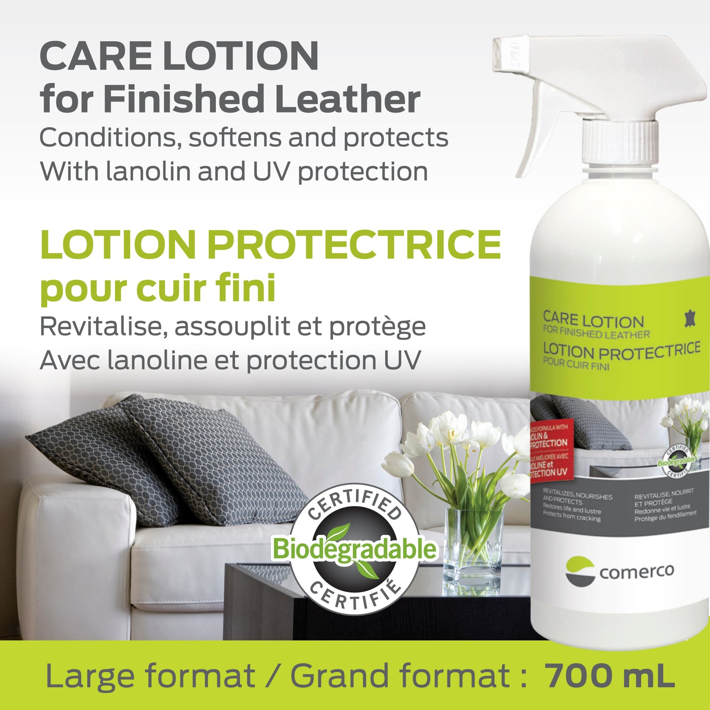 Lotion protectrice pour cuir fini avec lanoline - 700 ml