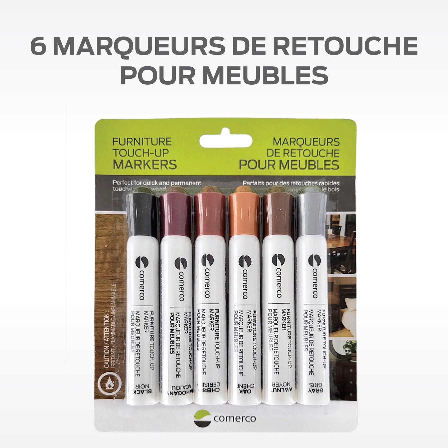 Ensemble de 6 Marqueurs de retouche pour meubles en bois