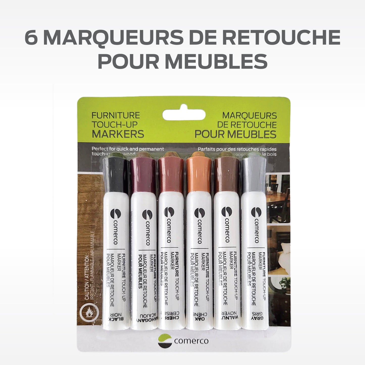 Set of 6 Touch-Up Markers for Wood Furniture