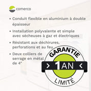 Conduit flexible en aluminium pour sécheuse - 4’’ x 8’ / 10,2 cm x 2,4 m