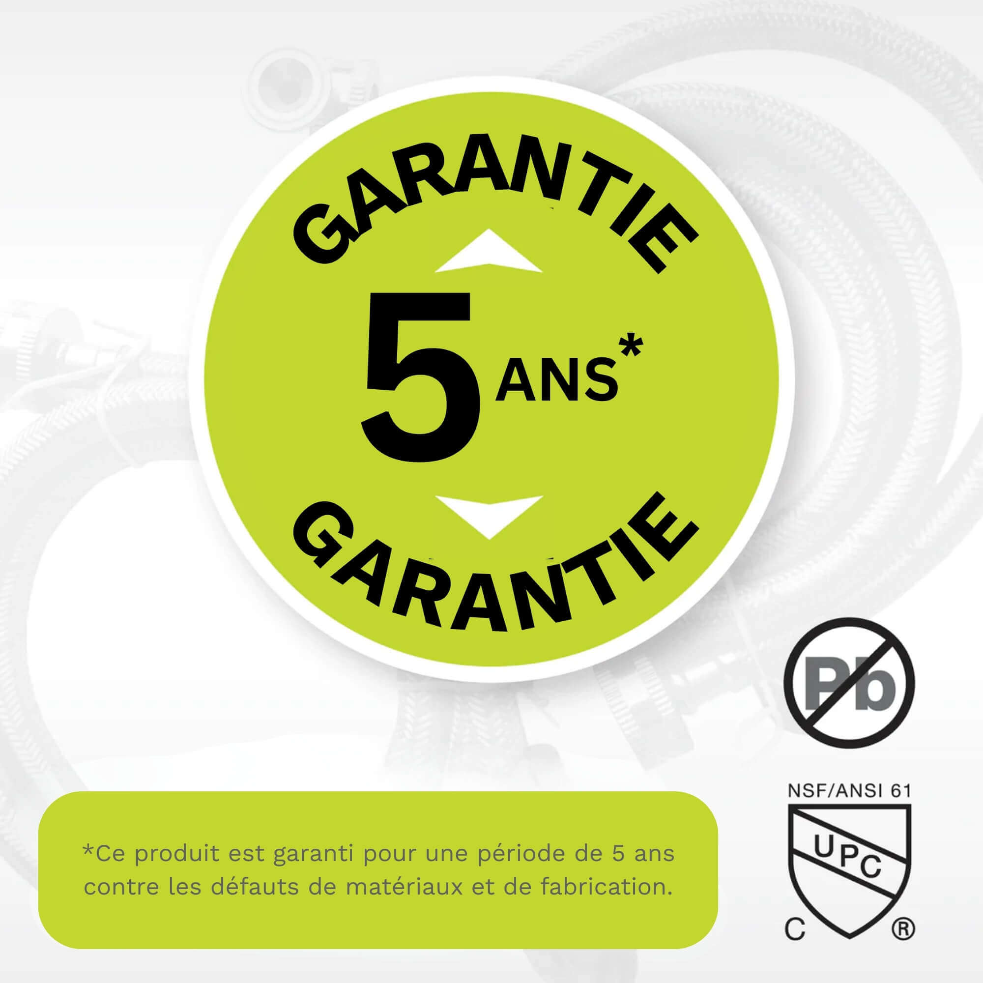 2 tuyaux de raccordement pour laveuse résistants aux fuites - 5 pieds (60")