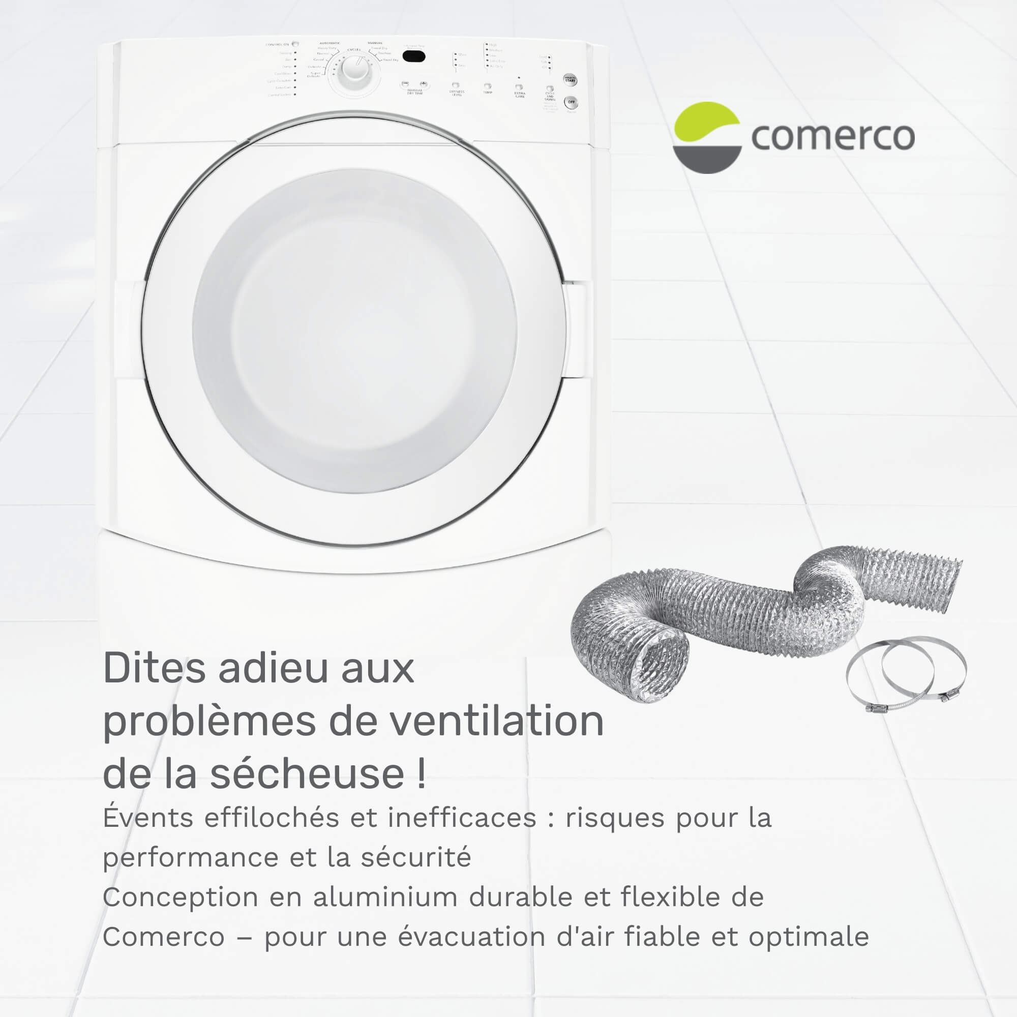 Conduit flexible en aluminium pour sécheuse - 4’’ x 8’ / 10,2 cm x 2,4 m