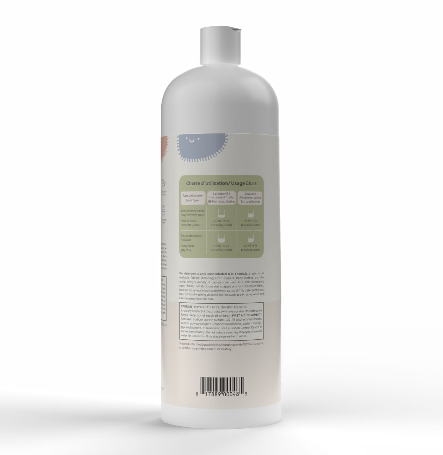 Détergent doux pour bébé – Hypoallergénique et sans parfum – Ultra concentré – 1 L