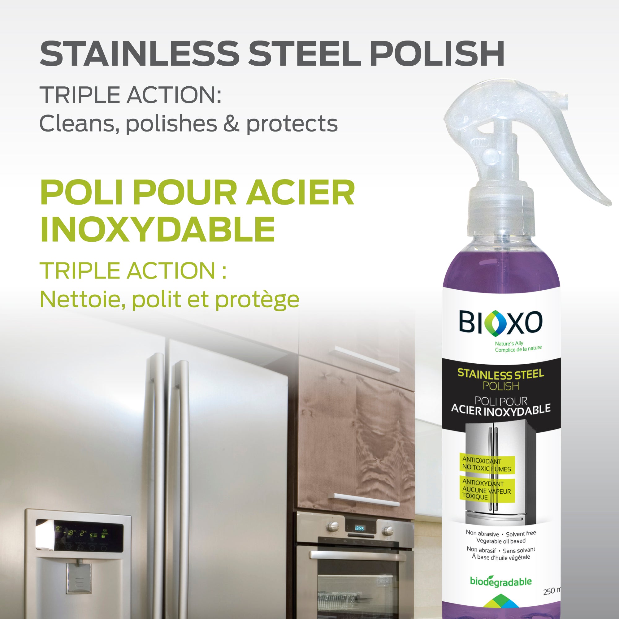 Bioxo-Ensemble d’entretien pour acier inoxydable 250 ml