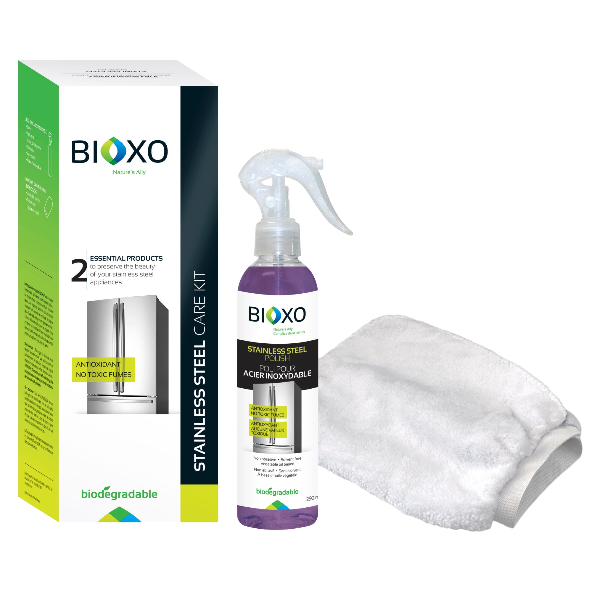 Bioxo-Ensemble d’entretien pour acier inoxydable 250 ml