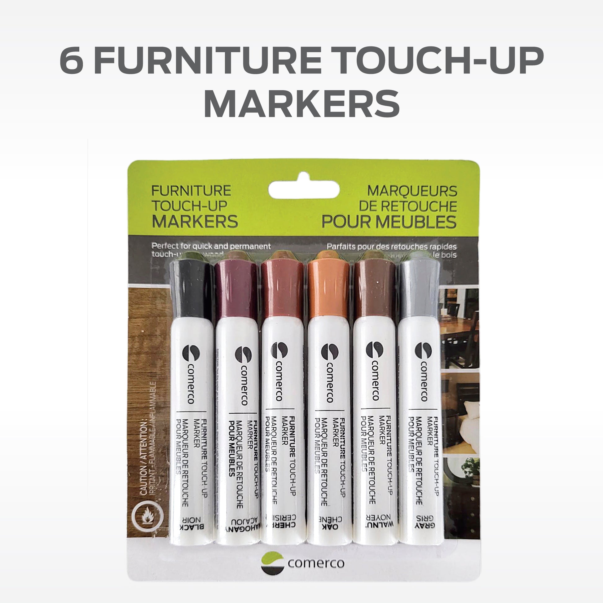 Paquet de 6 crayons de retouche pour bois teint de meubles et de plancher  Rejuvenate