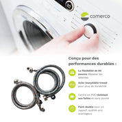 Washing Machine Connector Hose Kit – 2x Braided Stainless Steel 5 feet – 60’’ / 1.5 m