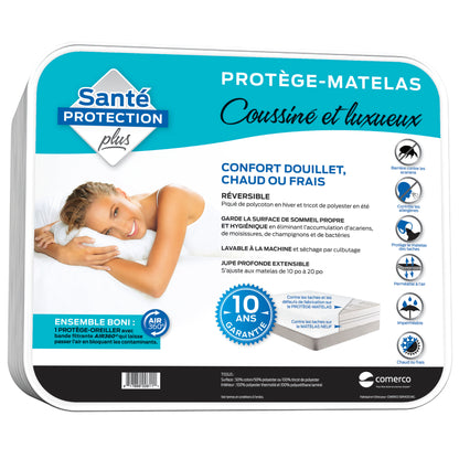 Protège-matelas Coussiné et luxueux - confort réversible